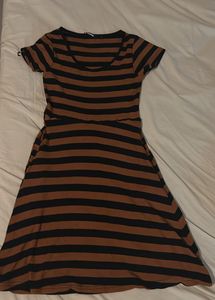 Nuon by Westside Brown And Black Striped Dress