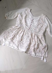 White Rani Embroidered Gagra Dress