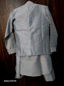 Silver color  kurta pjama with  jacket