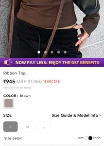 Brown Lace Trimmed Long Sleeve Top