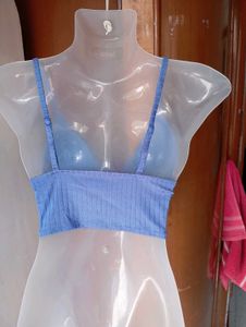 Blue Crop Top with Tie Detail