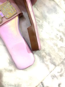 Pink Rhinestone Bow Slides