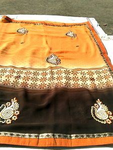 Elegant Floral Embroidered Saree