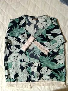 Floral Print Kimono with Fringe
