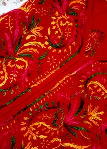 Handwork Chikenkari Red Embroidered Kurta