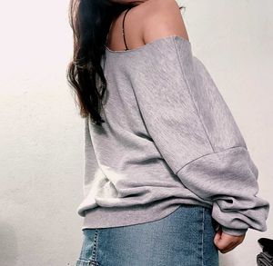Light Grey Off Shoulder Sweatshirt