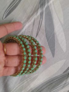 Mint &amp; Gold Bangle Set