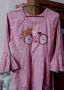 Khadi Cotton Kurti With Beautiful Embroidery