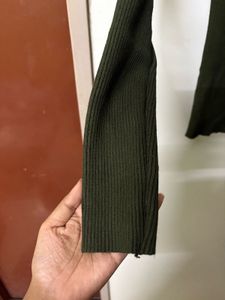 Dark Green Ribbed Top