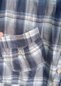 Imported Thin metallic Plaid Shirt Dress