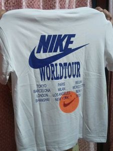 Nike Double Logo White Tee - Size M