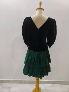 Vintage Velvet &amp; Ruffle Dress
