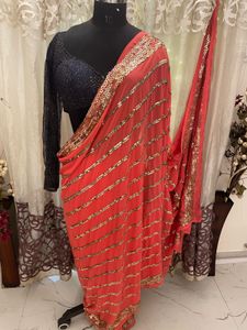 Elegant Coral Saree
