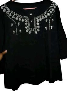 Embroidered Black Short Kurti/top❤