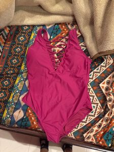 Magenta Crisscross One-Piece Swimsuit (Padded)