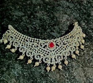 Elegant Silver &amp; Red Choker