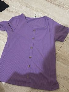 Ribbed Button-Down Top