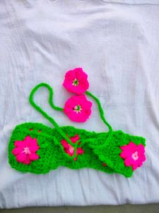 Green Floral crochet Headband