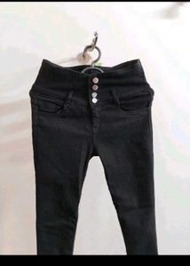 High-Waisted Black Skinny Jeans