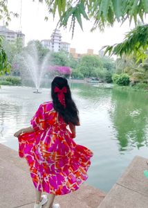 Orange Dress(Free Hair Bow )
