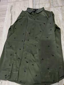 Olive Green Patterned Shirt