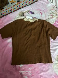 Cute Brown V-Neck Top