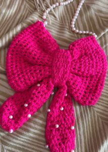 Handmade Crochet Bow bag