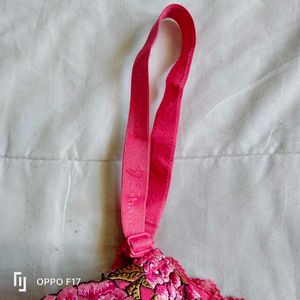 Pink Embroidery Bra
