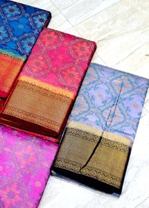 Pink &amp; Blue Silk Saree