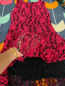 Hot Pink Lace Fit &amp; Flare Dress