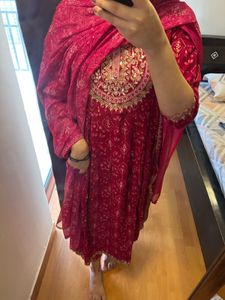 Pink Embroidered Kurti Set