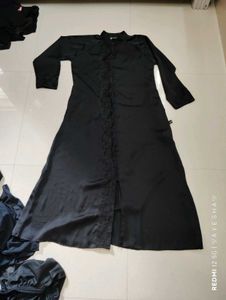 Black Front Open Abaya