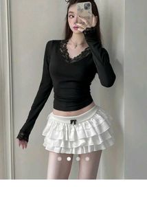 Lace Trimmed Black Top