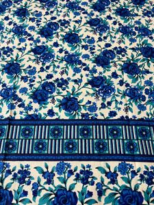 blue Floral Print double bed Bedsheet