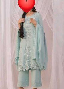 Sea Green Bead Work Kurta Set