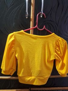 Yellow Ruched Cropped Top