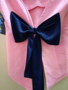 Back Bow V Neck Top