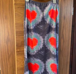 Heart Print Maxi Skirt