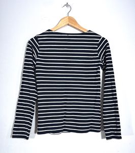 Black &amp; White Stripes Boat Neck Top (Women)