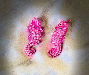 Seahorse metallic Glitter Earrings