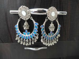 Blue Floral Dangle Earrings