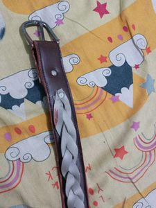 Brown Leather Braided Belt