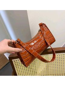 Alligator Pattern Forearm Bag Ladies Vintage Solid