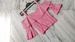 Gingham Off-Shoulder Top