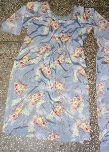 Silver Crape Silk Suit