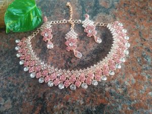Pink &amp; White Stone Jewelry Set