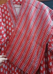 Red Printed Kurta Set