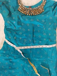 Teal Dress with Beaded Neckline