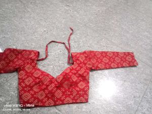 Red Printed Saree Blouse