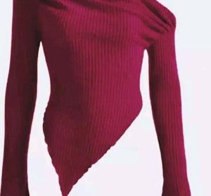 Burgundy One-Shoulder Top